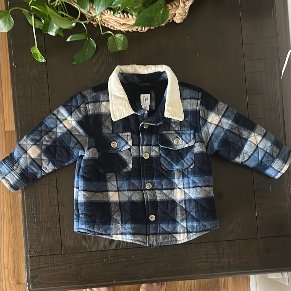 GAP Blue and White Jean Jacket with corduroy collar. Size 18-24 months.